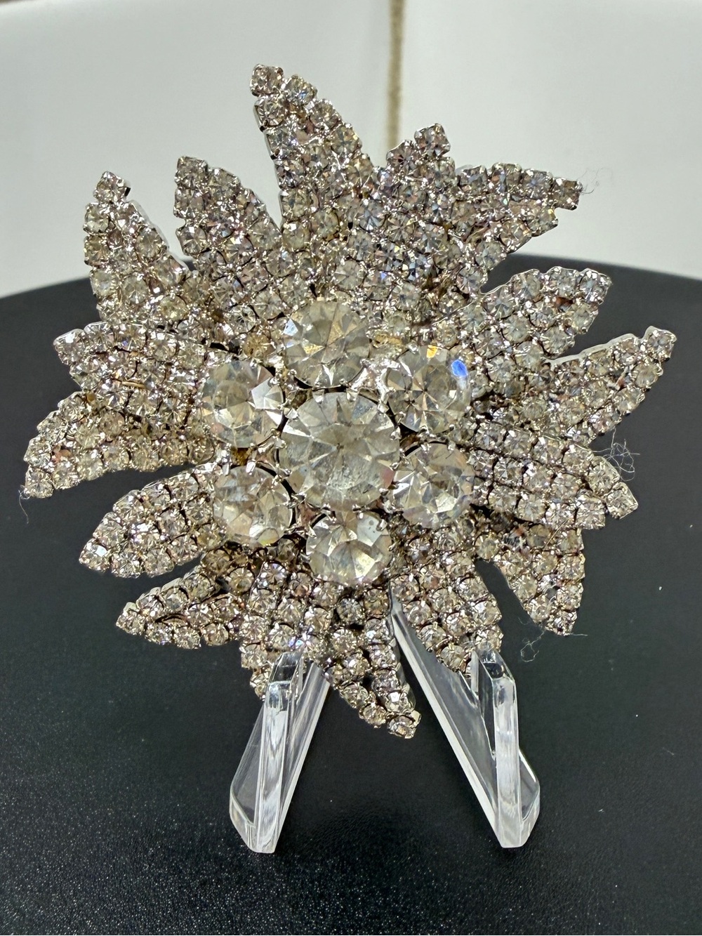 Sparkling Crystal Flower Brooch - Clear Rhinestone Pin